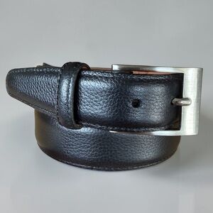 New! MARTIN DINGMAN Embossed Scotch Grain Nickle Hardware Leather Belt Size 38